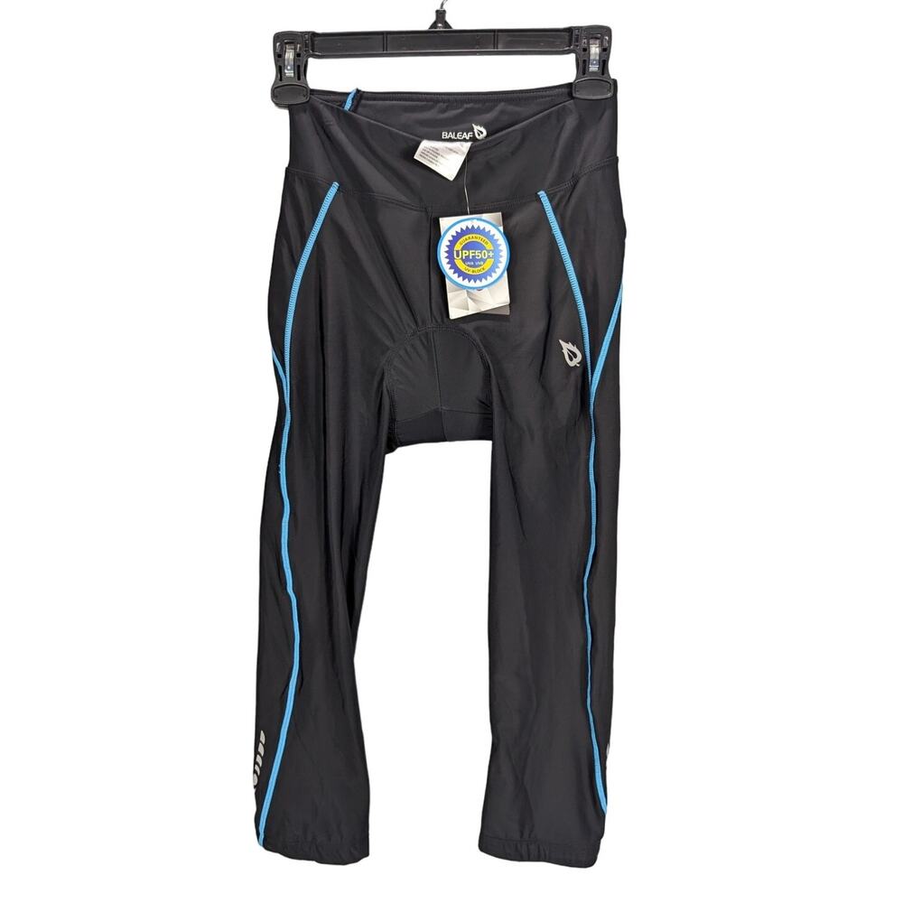 Baleaf Padded Cycling Capri Womens Small Leggings Nylon Spandex Pocket Black